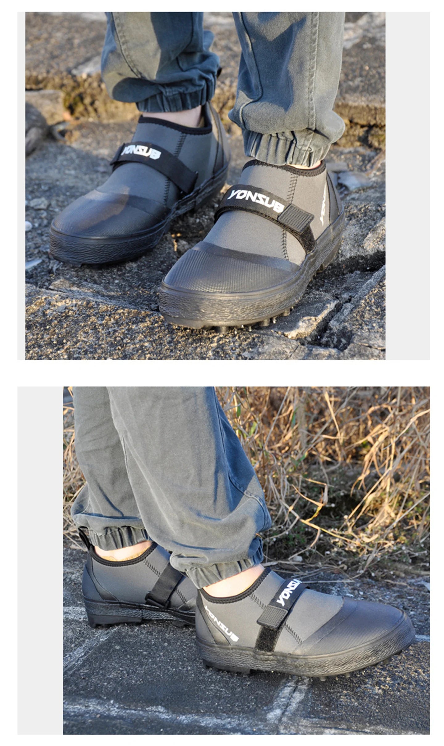 Yonsub Neoprene Adult Outdoor Rock Fishing And Reef Climbing Shoes , Sole Spikes Wear-resistant Non-Slip Wading Aqua Shoes