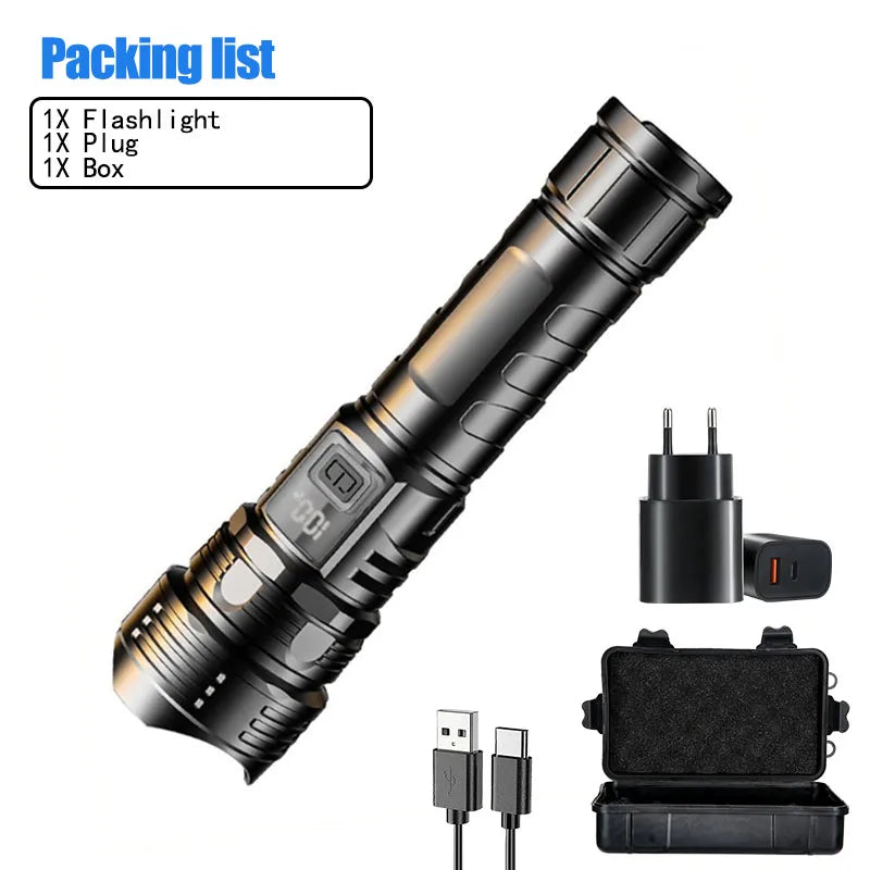 Powerful Led Flashlight Super Bright Tactical Torch Light Emergency Spotlights Telescopic Zoom Lantern Built-in Batte 18650ry