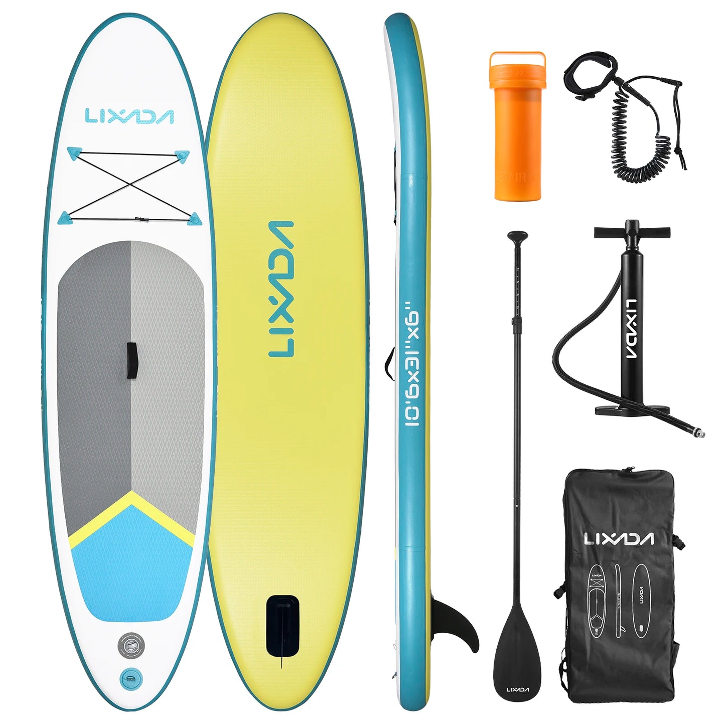 Inflatable Paddle Board Stand Up for Adult 6 Inch Thick SUP Paddleboard Water Sport Surf Set with Adjustable Paddle Pump Travel