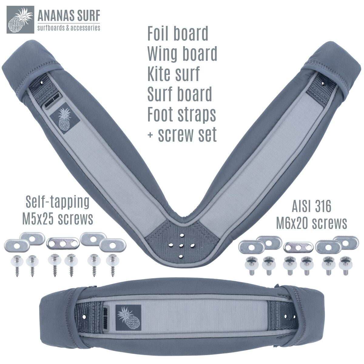 Ananas Surf Foot Straps Set for Hydrofoil board Kiteboard Kitesurfing Wingboard Windsurf