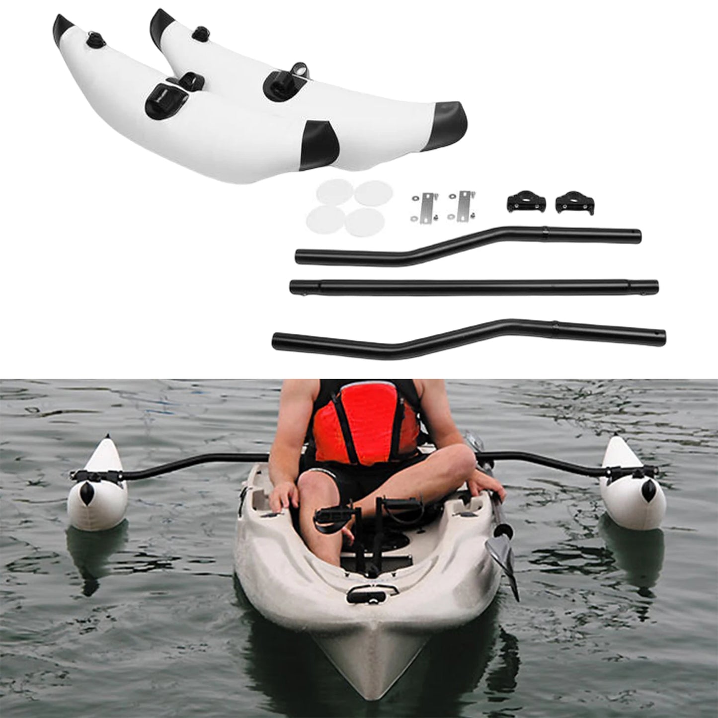 Kayak Float Kayak PVC Inflatable Outrigger Float with Sidekick Arms Rod Kayak Boat Fishing Standing Float Stabilizer System Kit