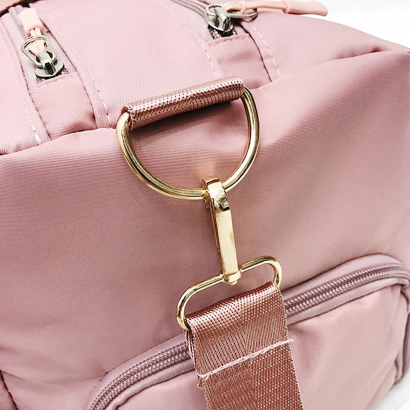Bolsa de ginástica esportiva de nylon, à prova d'água, para homens e mulheres, treinamento, fitness, bolsa de viagem, tapete de ioga, bolsa esportiva com compartimento para sapatos