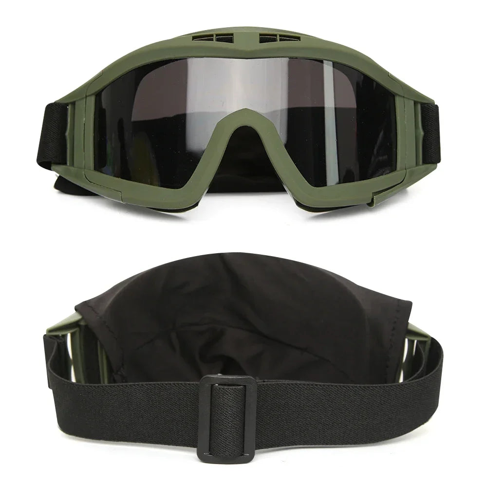 Goggles 3 lenses windproof dustproof shooting off-road motorbike mountain riding hiking glasses safety UV protection