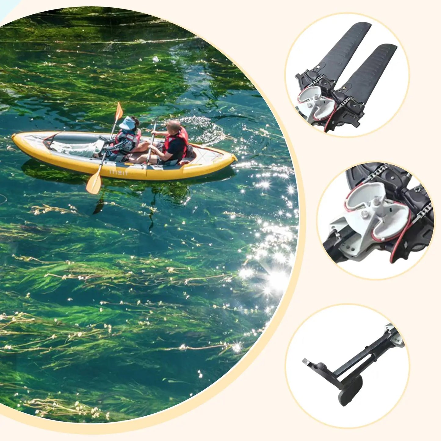 Foot Pedal System for BOARD Kayak Repair Parts for Photographing Simple Assembly, Hands Free Paddling