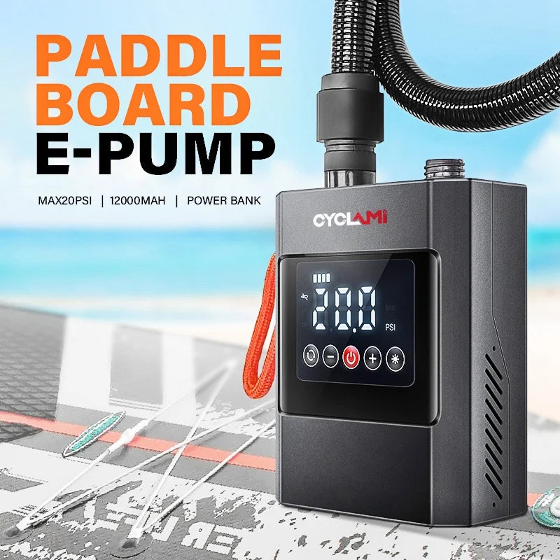 20PSI SUP Pump Stand-Up Paddle Rechargeable Inflatable PVC Boat Kayak Accessories for Stand Board Surfing Kite Tent Mattress