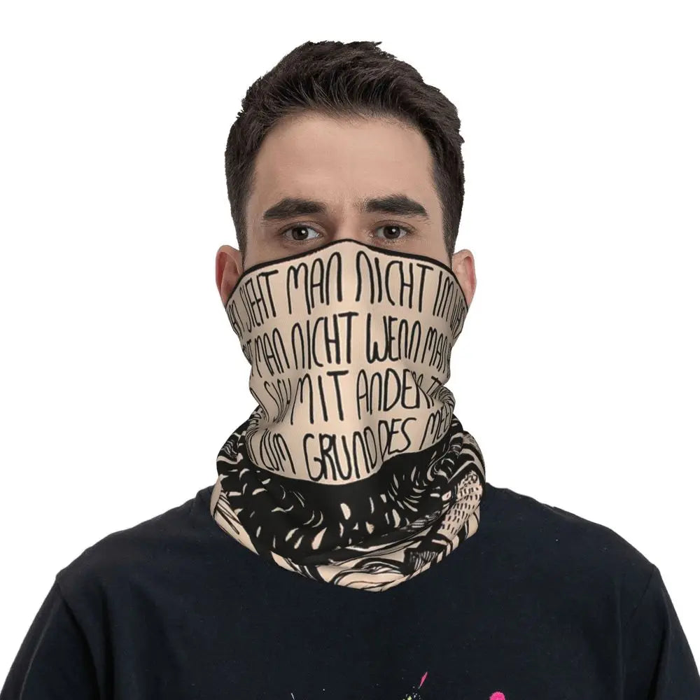 Till Lindemann Poem Bandana Neck Cover Printed Wrap Scarf Warm Balaclava Outdoor Sports Unisex Adult Winter