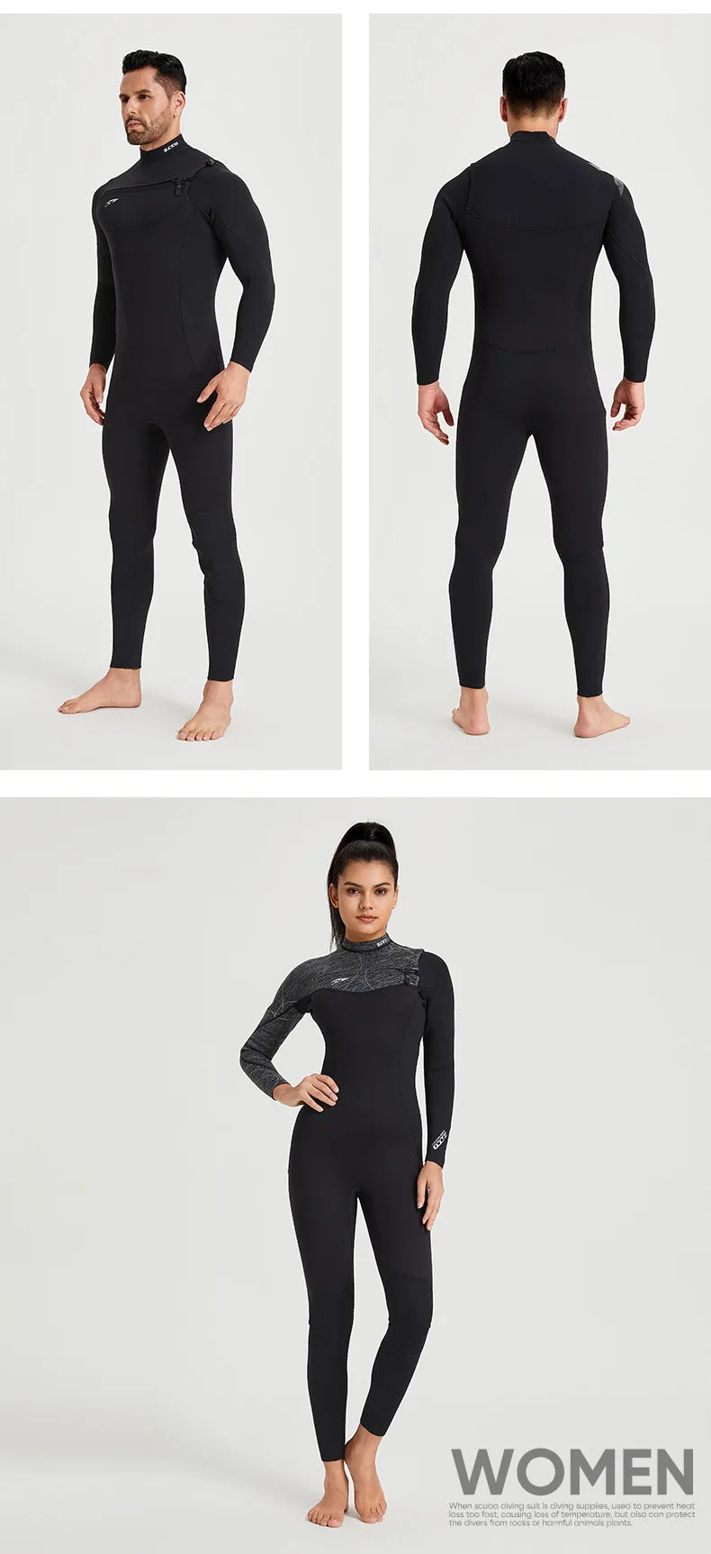 Women Men 3mm Neoprene Wetsuit  Scuba Diving Thermal Winter Warm Wetsuits Full Suit Swimming Surfing Kayaking Equipment