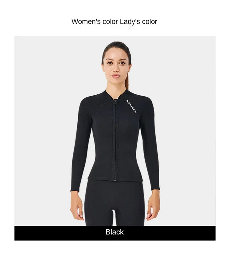 Wetsuit Jacket 2mm Neoprene Pant for Men Women Tops Long Sleeve Black Grey For Kayak,Skin Dive, Surfing Suit,  Diving Gear