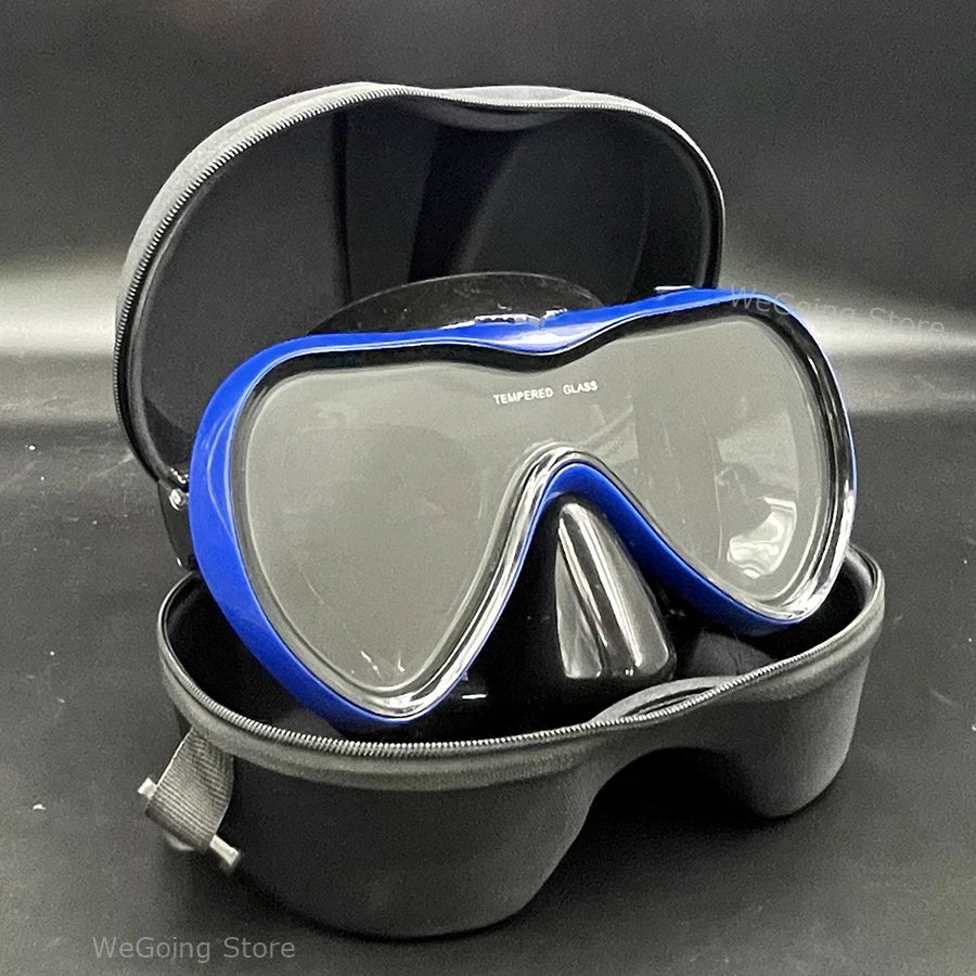 Dropshiping Adult Tempered Glass Tinct Scuba Diving Goggles Soft Silicone Swimming Mask Pack In Black Zipper Case