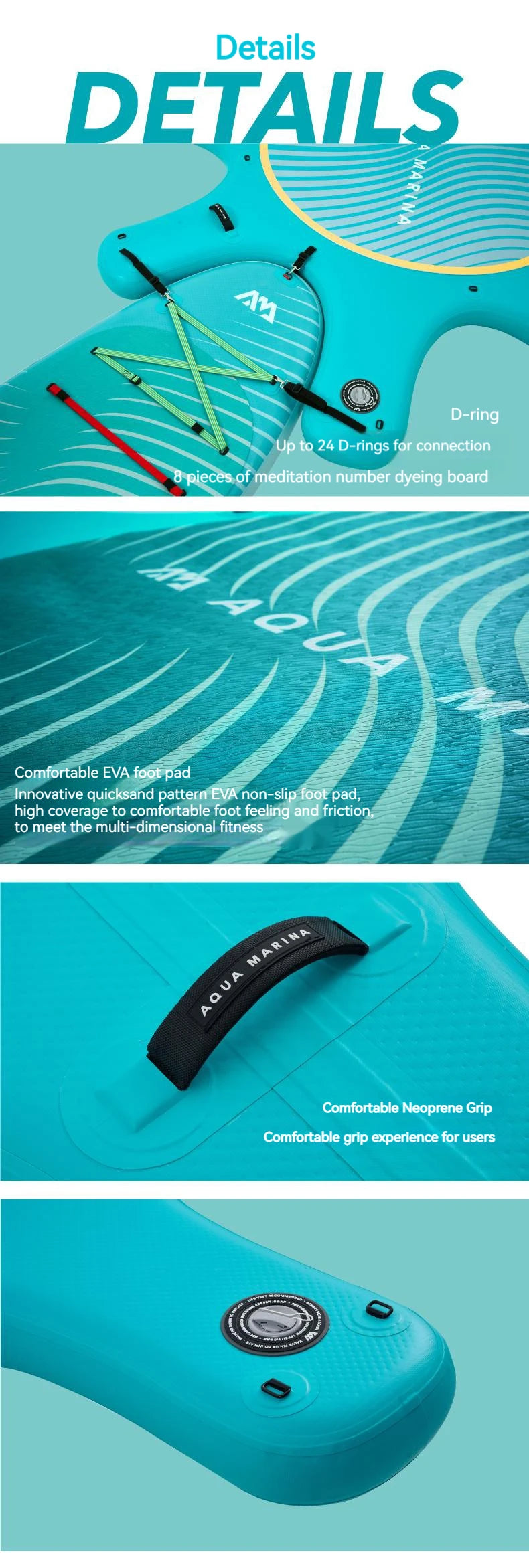 AQUA MARINA Yoga Dock Sup Board PEACE Yoga Surfboard Stand Up Paddleboard Aquatic Yoga Sports Board Platform 290cm