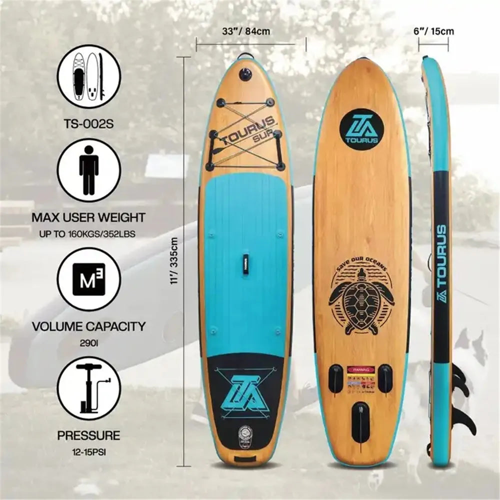 TOURUS 2023 April new arrival  blue wood double layers sup boards YOGA inflatable stable stand up paddle board 11feet 33inch
