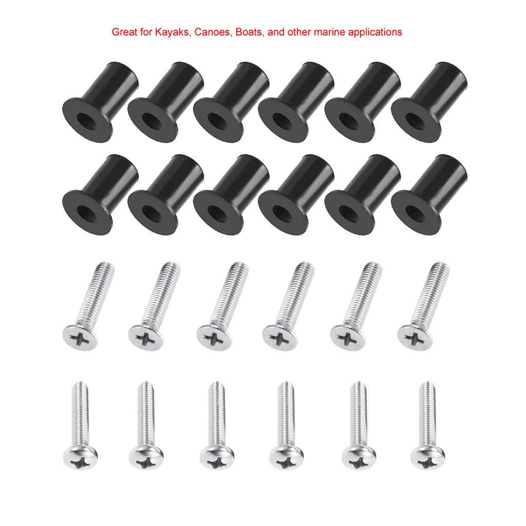M5 Rubber Well Nuts with Screw, Blind Fastener, Motorcycle Windscreen Rivet, Kayak, Canoe, Boat, Marine Dinghy Accessories