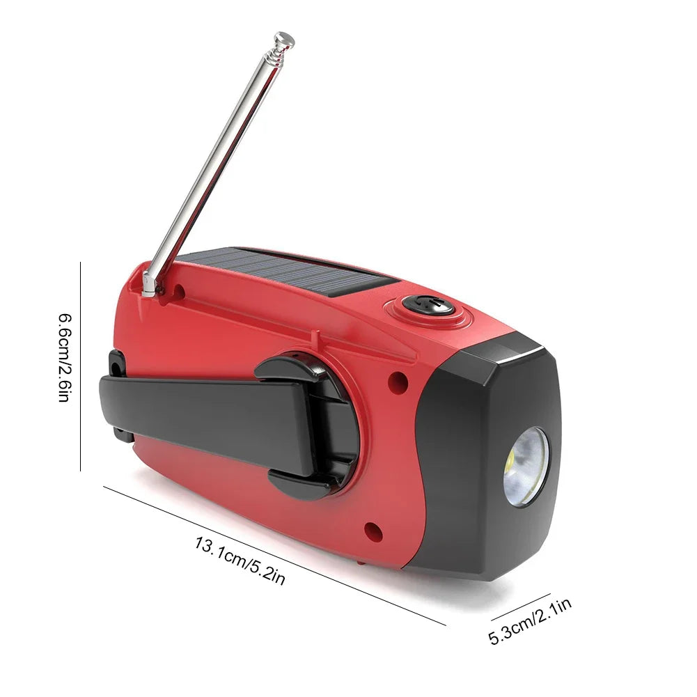 Portable Phone Charger with LED Lights Solar Hand Crank Radio USB Charged & Solar Power Multifunctional for Camping Emergency