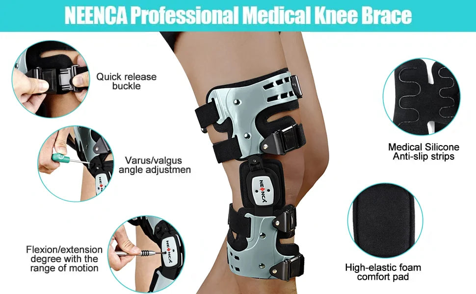 NEENCA Unloader ROM Knee Brace Hinged Stabilizer Adjustable Recovery Support for ACL MCL PCL Injury Meniscus Tear Arthritis