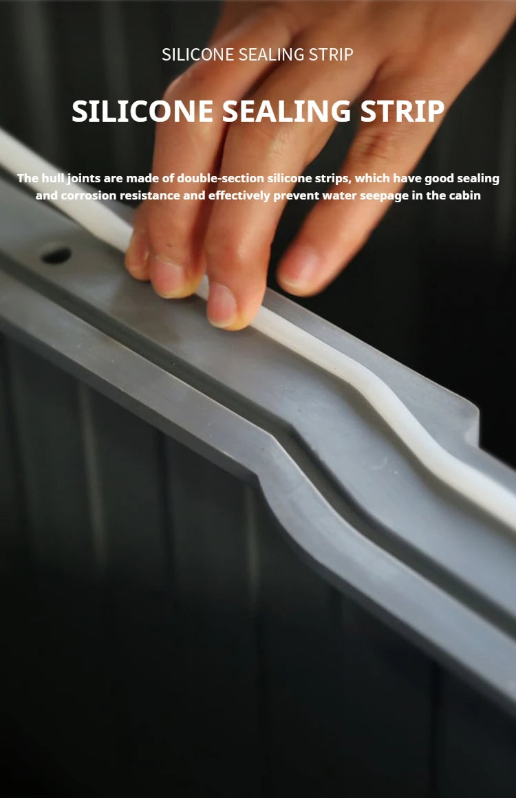 Modular PPR Folding Boat w/Silicone Seals & Air Bow Outboard-Ready Fishing Skiff w/Stainless Hardware Leak-Proof Assembly Craft