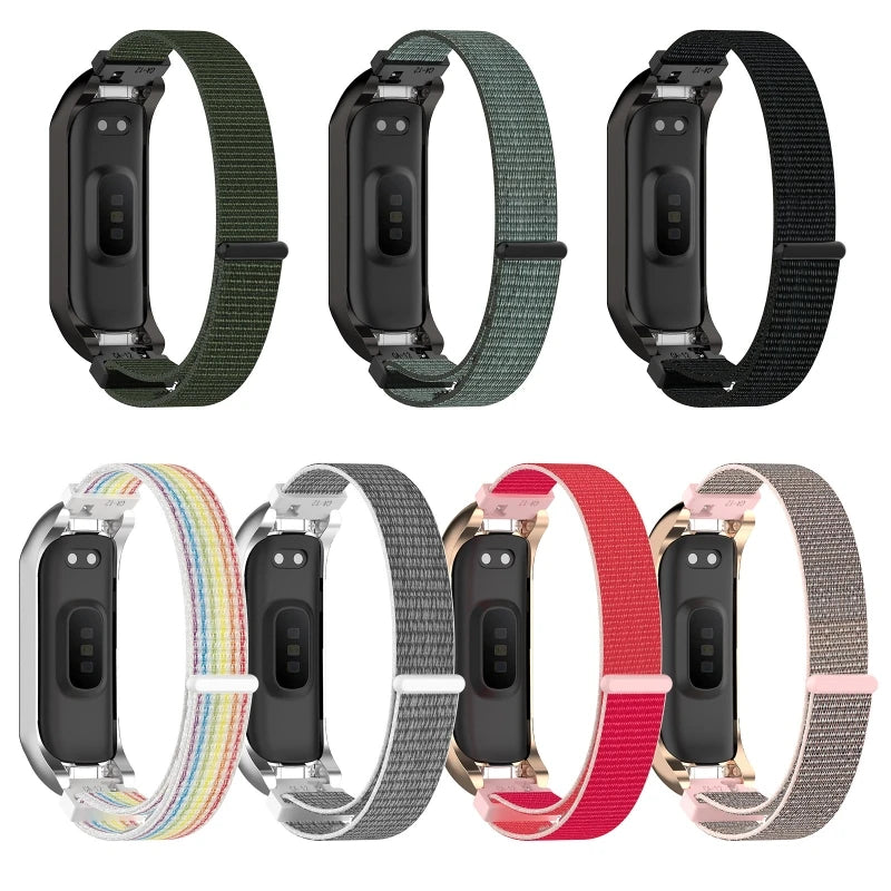 Pulseira de nylon para samsung galaxy fit 2 banda com moldura de liga de zinco relógio de pulso para samsung galaxy fit2 sm r220 pulseira de substituição