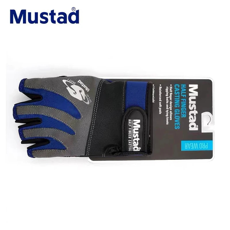 Mustad Fishing Gloves Men Lightweight Half-finger Sun Protection Double Sided Breathable Anti-slip Outdoor Pesca Fishing Gloves