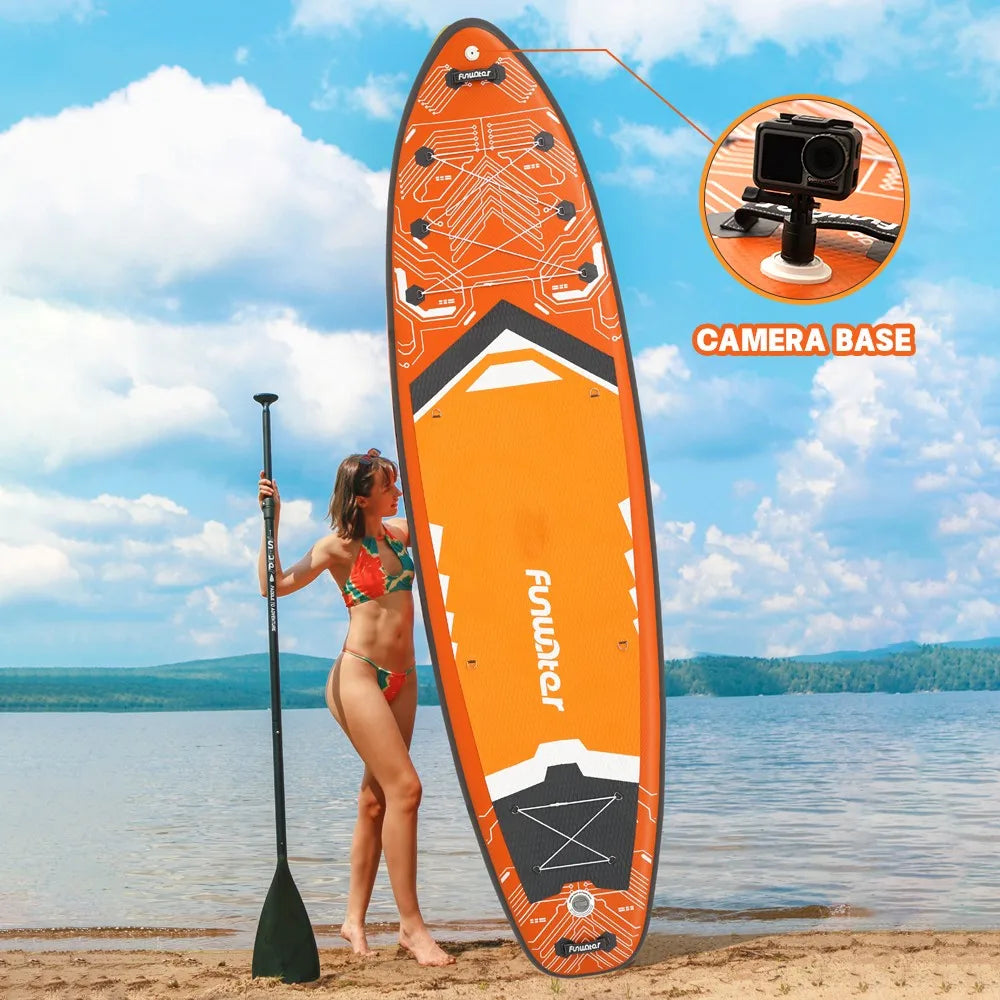 FunWater SUPFW50A 11'6" Inflatable SUP Board 200kg Capacity | Triple Fin System, Anti-Slip EVA Deck & Bungee - 13.3kg for Surf a