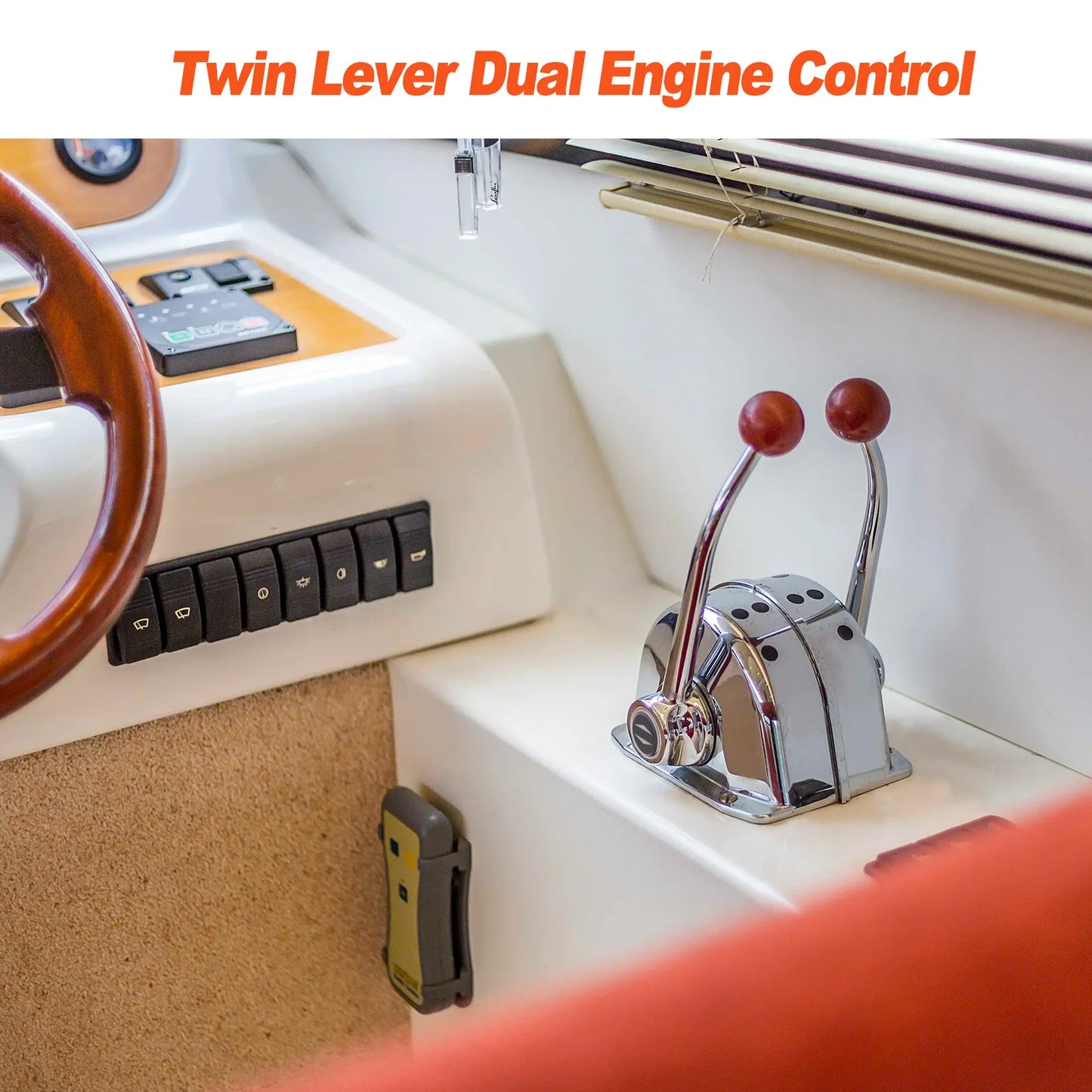 Marine Dual Lever Engine Control Top Mount Twin Handle for Boat Outboard Inboard I/O