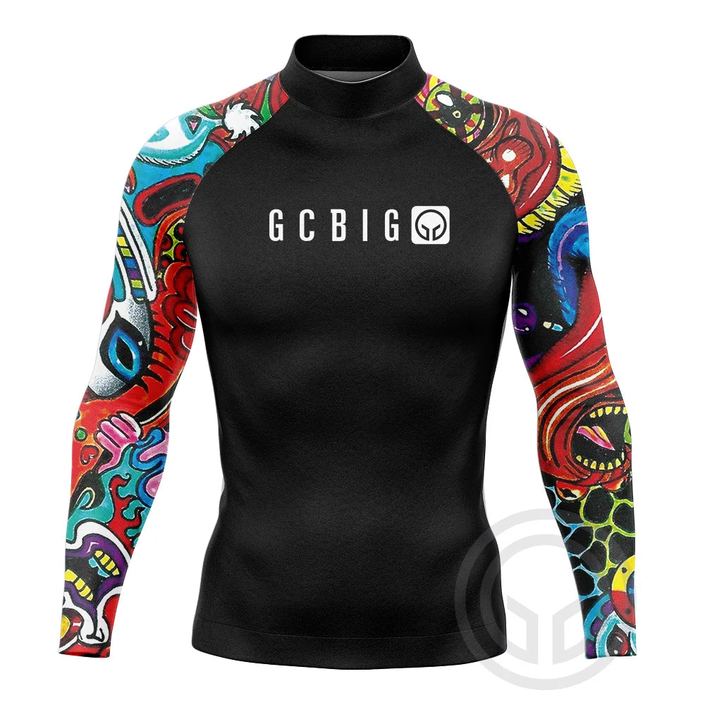 Surf Surfing Shirts Men Rash Guard Surfing Diving Suits Swimwear Long Sleeve Swim Tops Swimming Tight Surf T Shirt