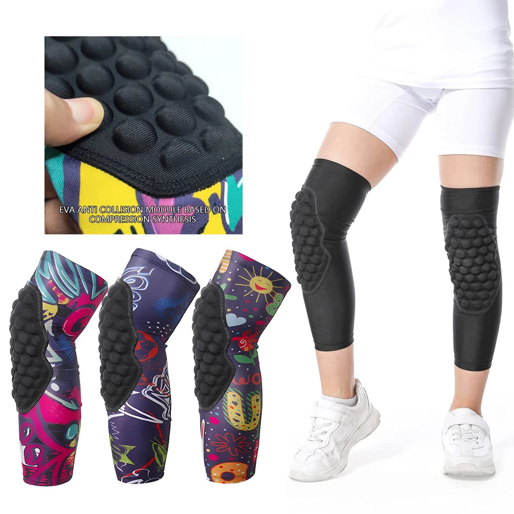 1/2Pcs Honeycomb Knee Support Knee Pads Brace Leg Sleeve Calf Compression Knee Protection For Kids Child Sports Football