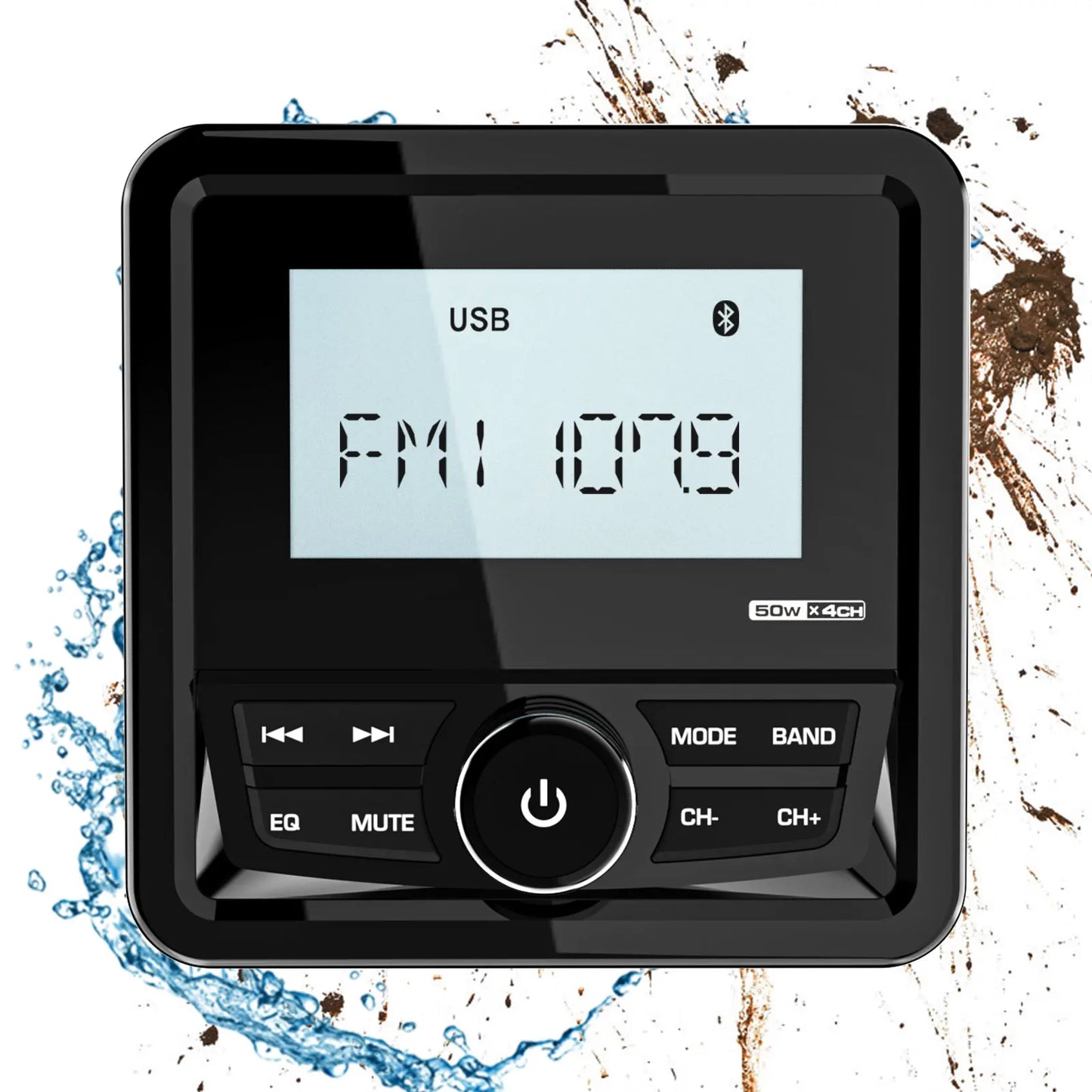 GRANDnavi Bluetooth Marine Stereo Boat Radio FM AM Digital Media Audio Player Waterproof For Yacht ATV UTV Golf Cart Motorcycle