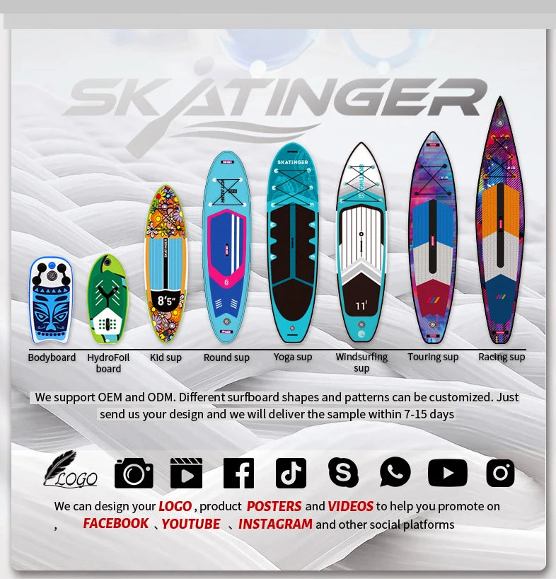 Skatinger 335cm Flexible Inflatable Stand-up Paddle Board 4 Square Meter Sail for New Beginners Offshore Waters Windsurfing SUP