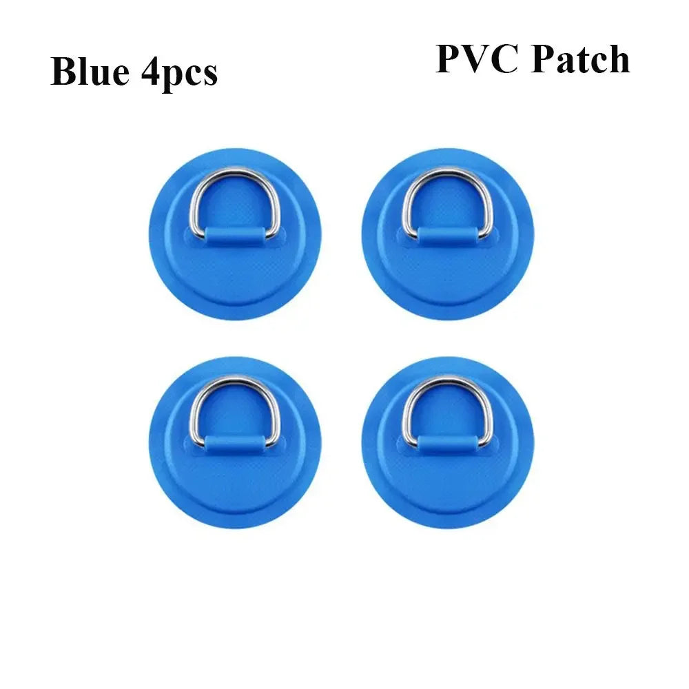1/4Pcs 8cm Surfboard Dinghy Boat PVC Patch With Stainless Steel D Ring Deck Rigging Sup Round Ring Pad Boat Kayaking Accessorie