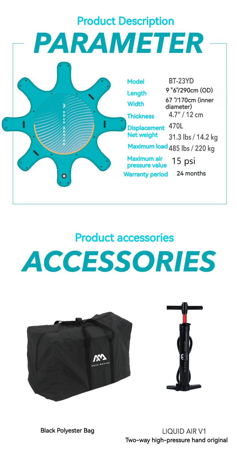 AQUA MARINA Yoga Dock Sup Board PEACE Yoga Surfboard Stand Up Paddleboard Aquatic Yoga Sports Board Platform 290cm