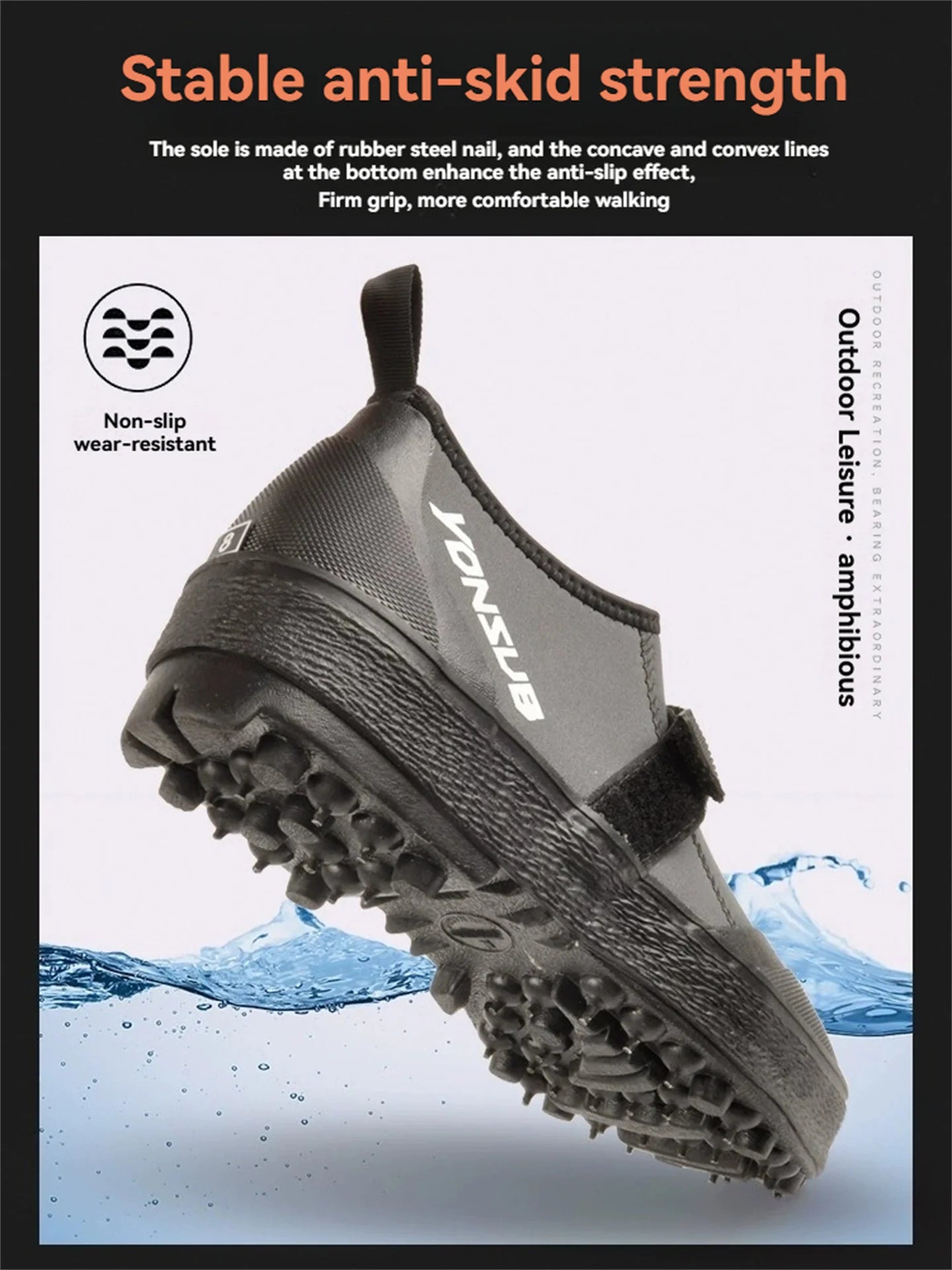 Yonsub Neoprene Adult Outdoor Rock Fishing And Reef Climbing Shoes , Sole Spikes Wear-resistant Non-Slip Wading Aqua Shoes