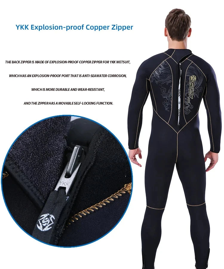 5mm Men's Wetsuit Thicken Long Sleeve Diving Clothing Sub Fishing Neoprene Surf Snorkeling Swimwear Sailing Suit Beach Equipment