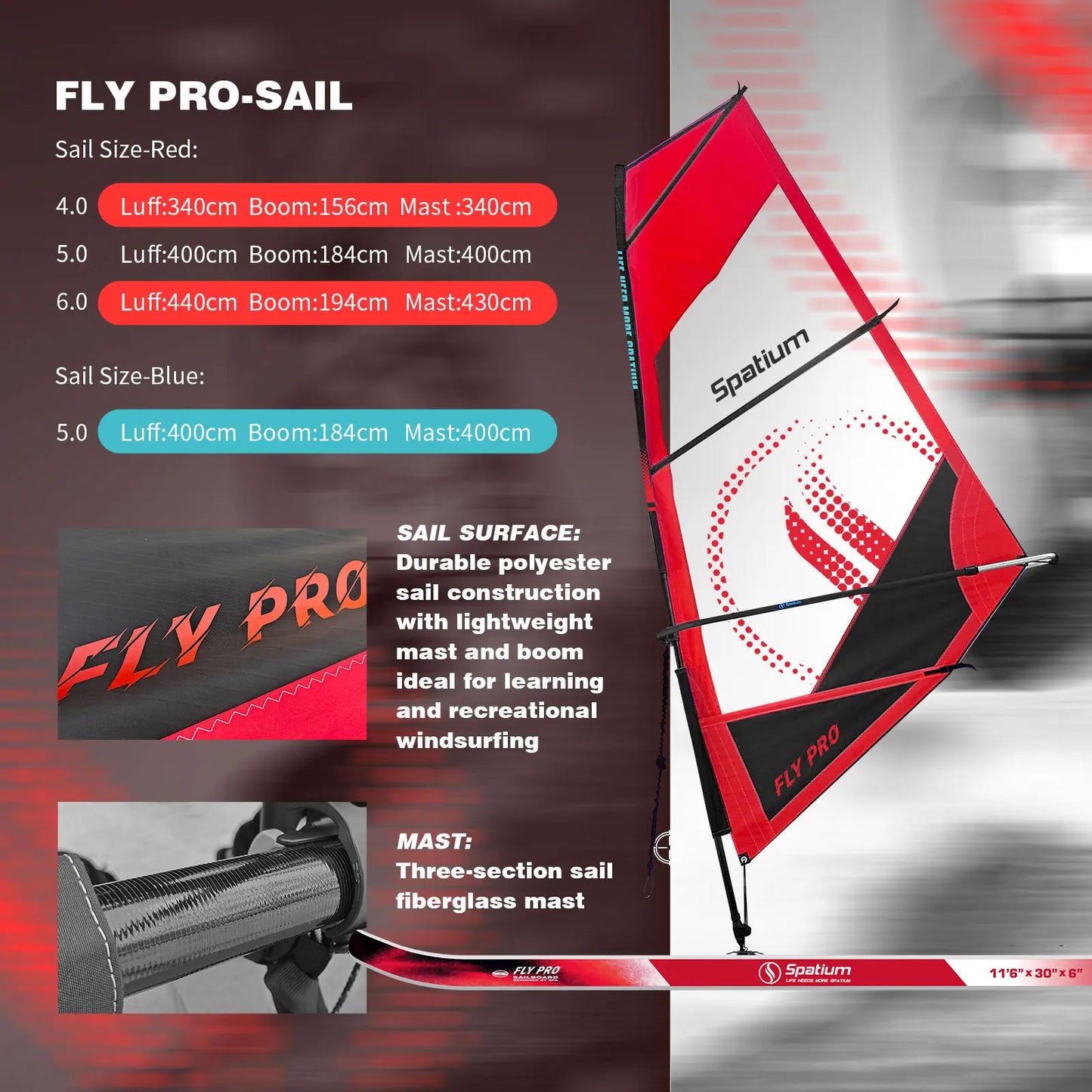 Spatium Inflatable Windsurf Board kite Surfing Supboard Windsurfing Board With Sail For Youth Sup Paddleboard