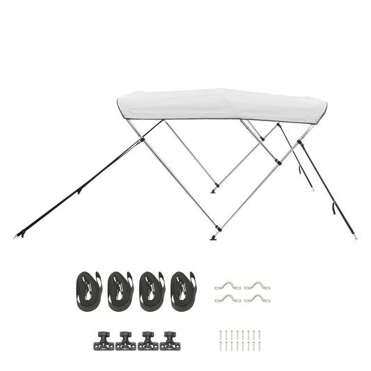 SucceBuy 3 Bow Boat Bimini Tops 600D Polyester Canopy with Aluminum Alloy Frame, Waterproof&Sun Shade Awning Canopy Fit for Boat