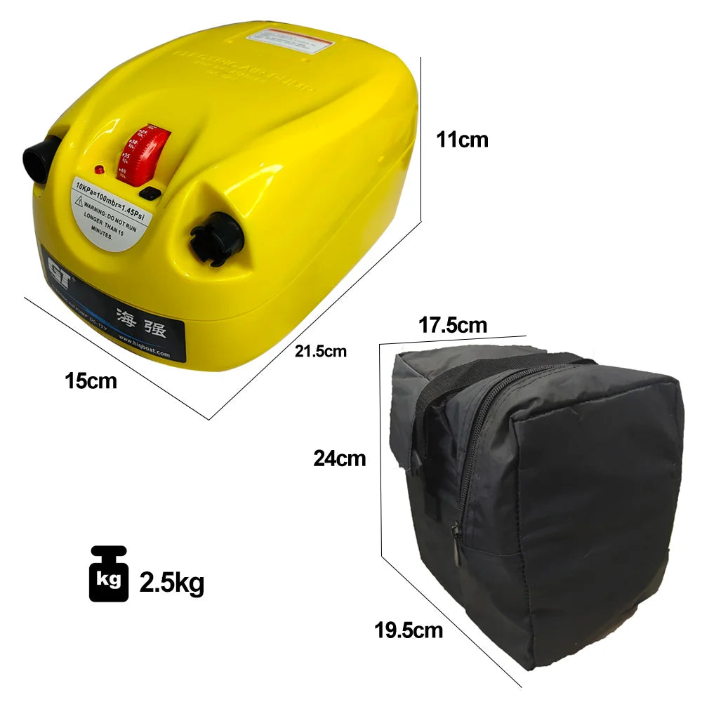 Portable Pvc Boat Pump DC12V Air Pump with Nozzles Storage Bag Support Inflation and Deflation Inflatable Kayak Accessories