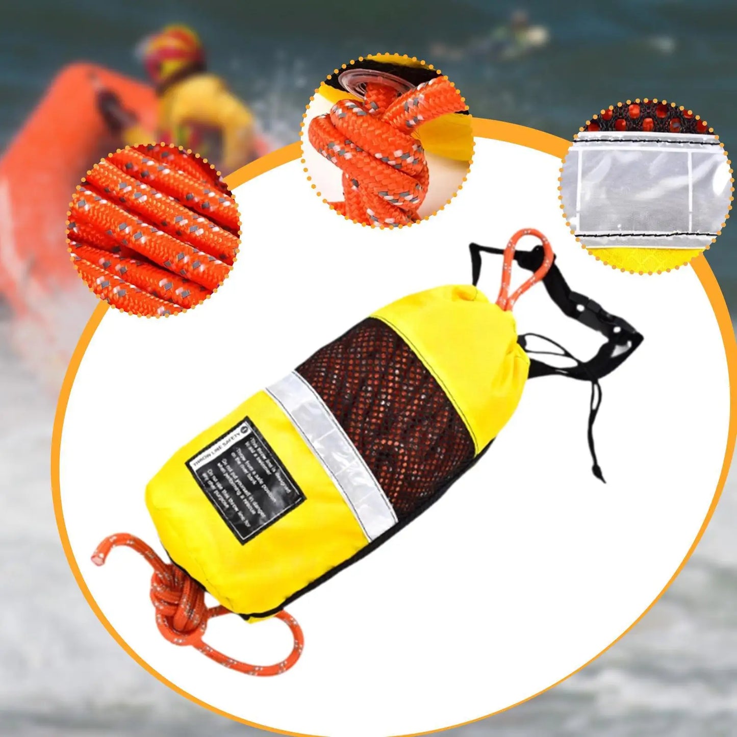Water Throw Bag Boat Rope Floating Throwing Rope Throwing Line for Rafting Ice Fishing Canoeing Buoyant Dinghy Boating
