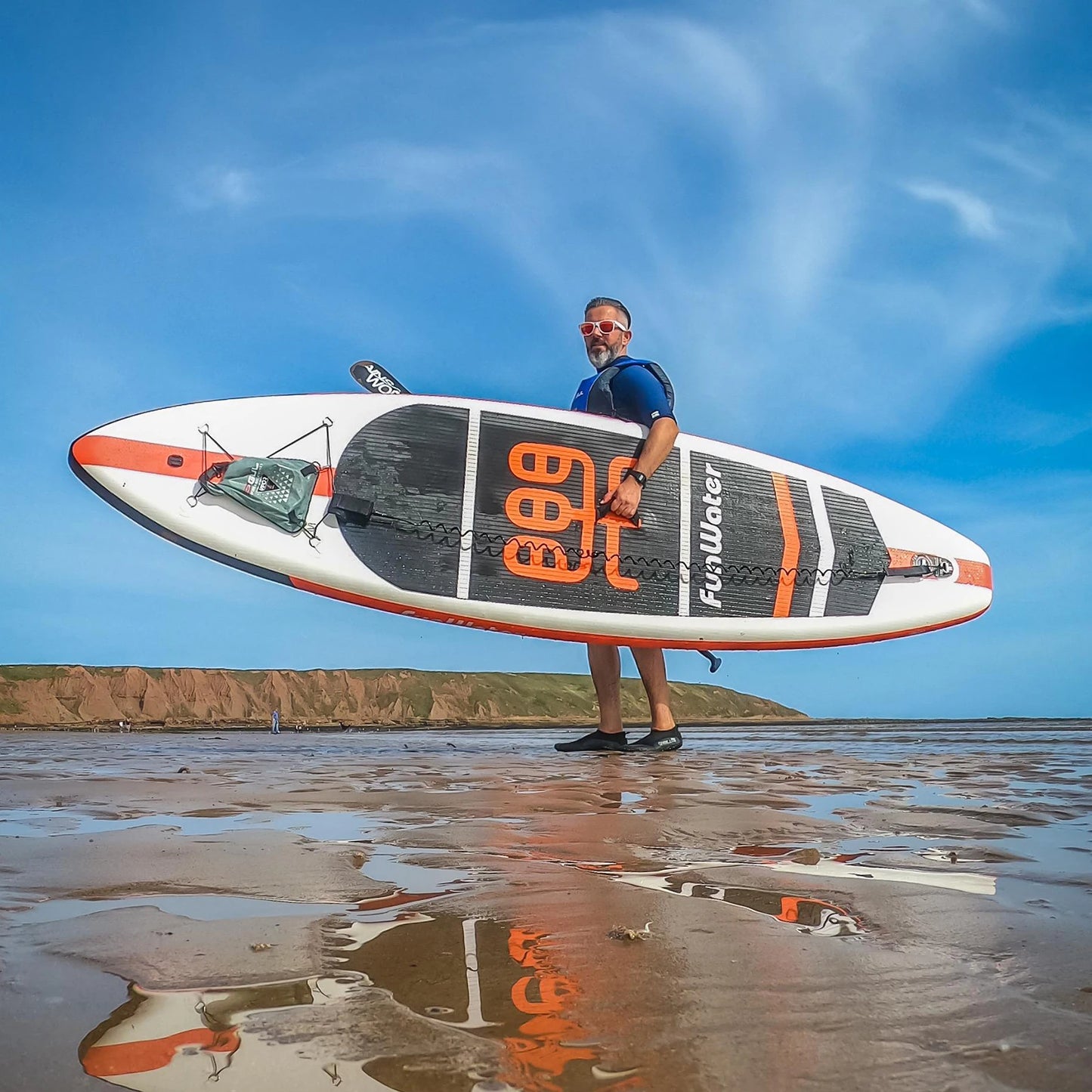 FunWater 11' Inflatable Stand Up Paddle Board SUP Surfboard Set 335cm Ultra-Light Non-Slip Deck with Pump Paddle Backpack Leash