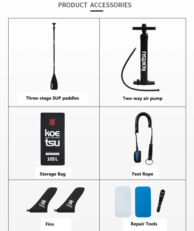 Portable Stand-up Windsurfing Set Water SUP Inflatable Kiteboards with Dual Tail Fins Inflatable Stand Up Paddleboard SUP Board