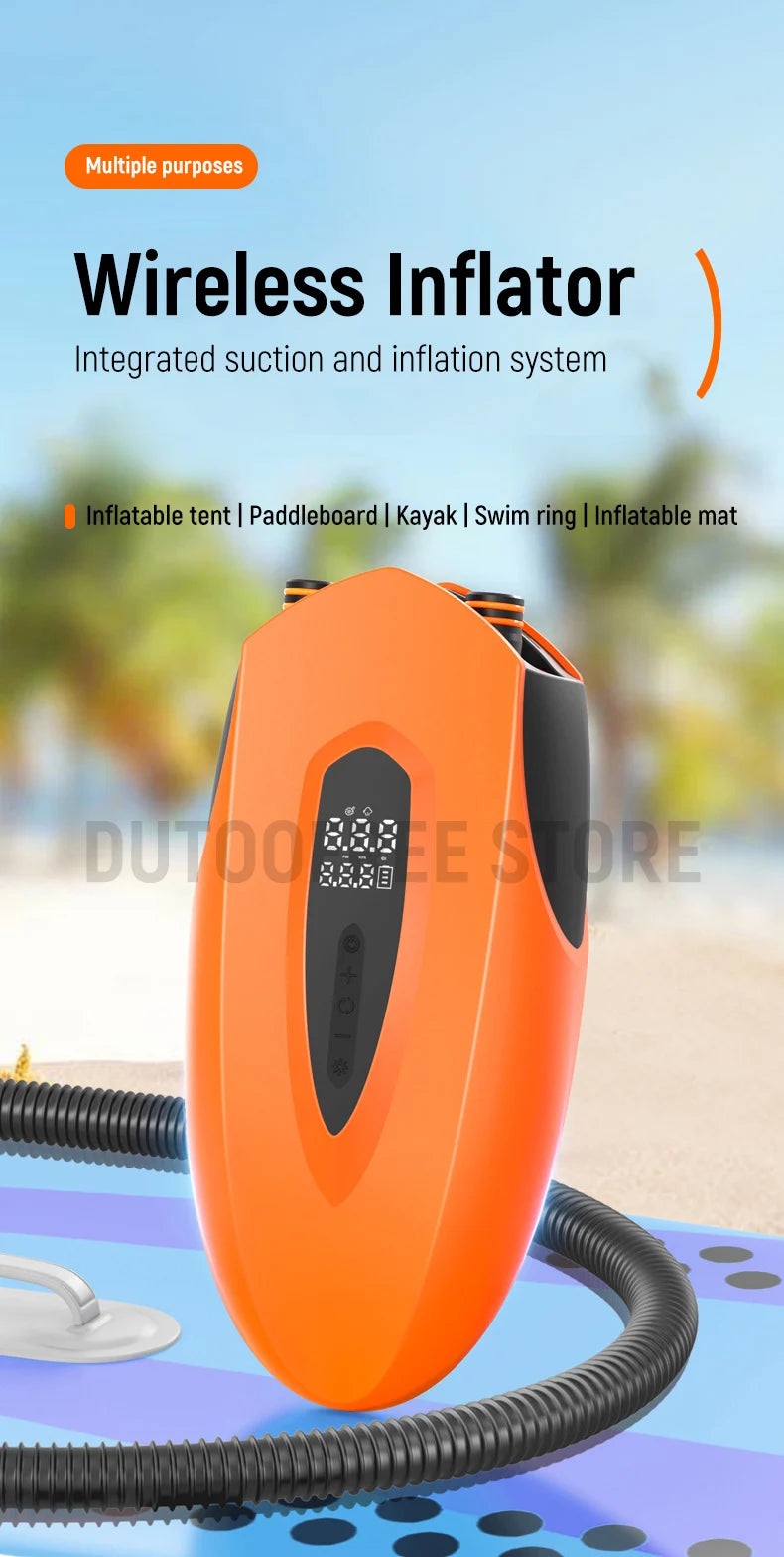 Electric Air Pump for SUP Wireless Electric Inflator High Volume Air Pump for Boats Dual Function Portable Air Compressor