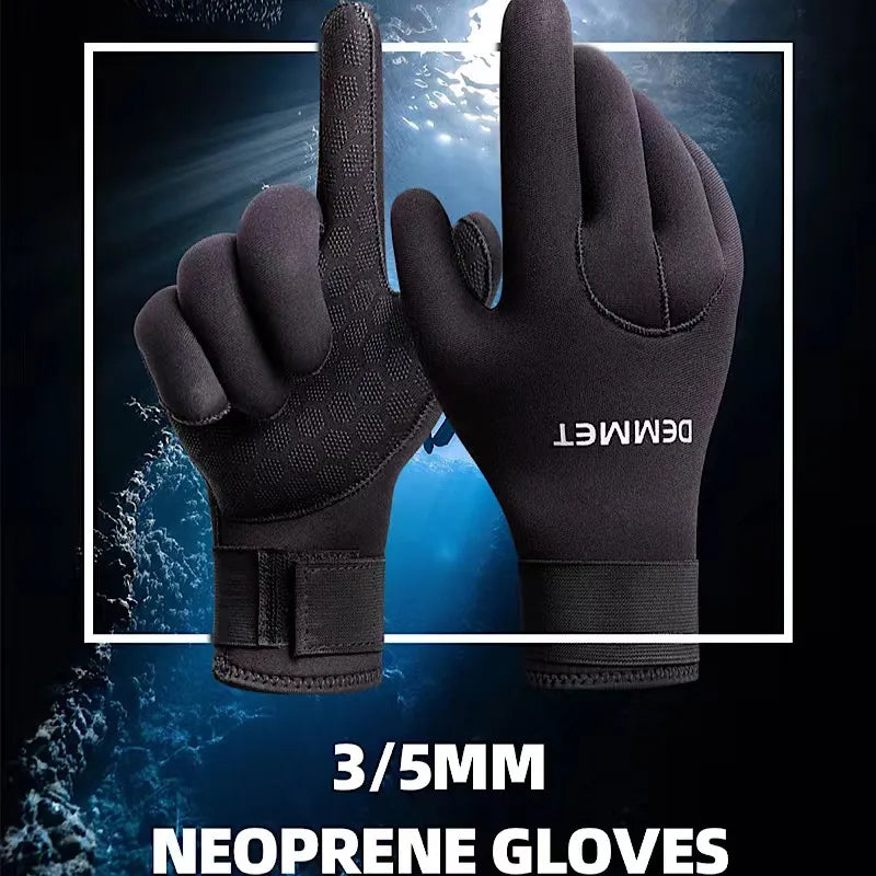 3mm 5mm neoprene mergulho inverno luvas aquecidas para homens mulheres mergulhador wetsuit canoagem spearfish luva de caça subaquática