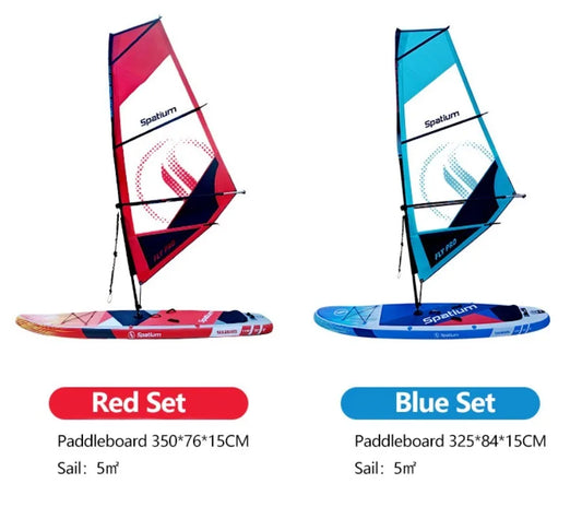 Inflatable Windsurf SUP Board Sail Kit 2 in 1 Crossover Paddle Board With Compact Rig Portable Windsurfing Sailboat Multi Sport