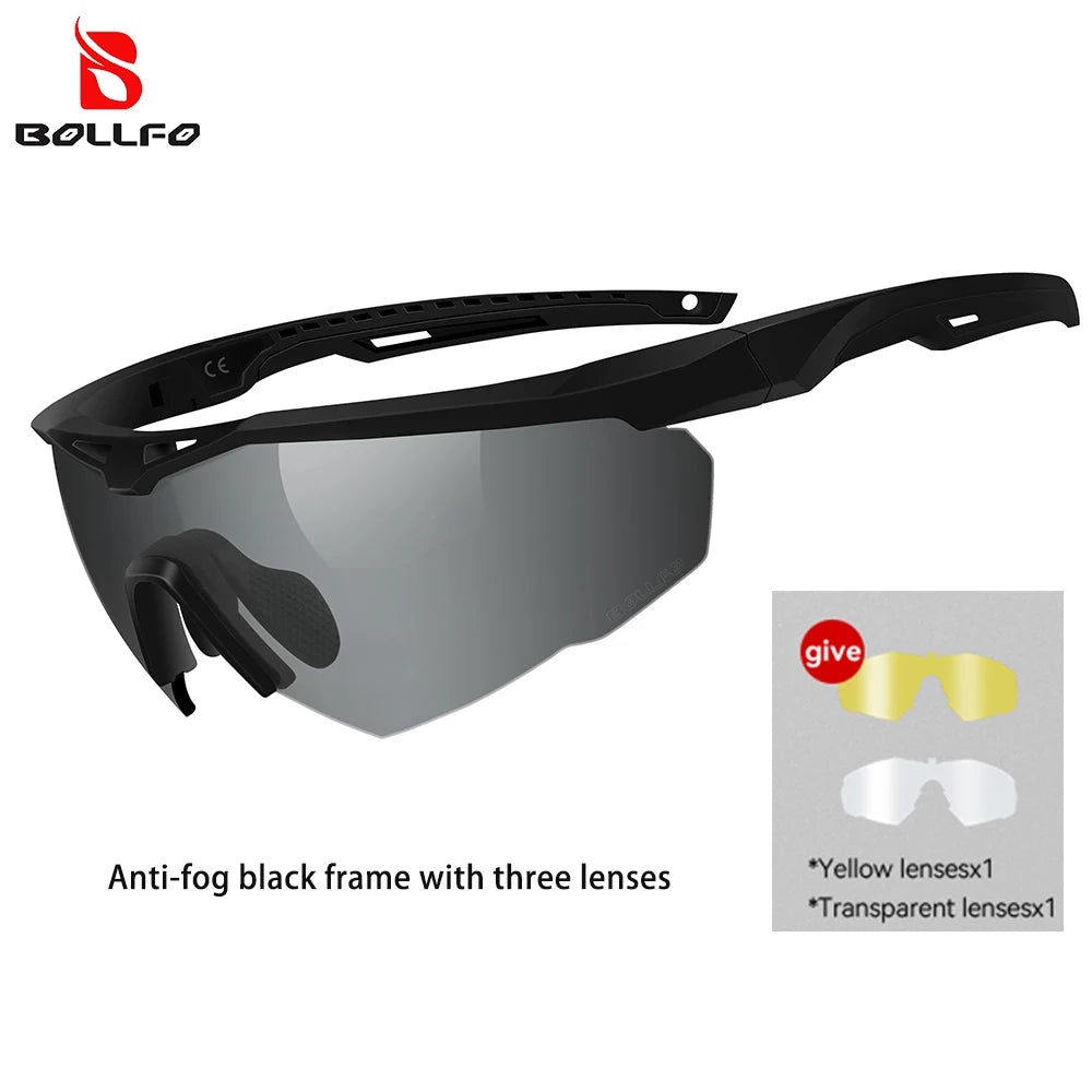 3 Lens Impact-Resistant Shooting Glasses 2.5mm Military Tactical Glasses Anti-Fog Windproof Road Cycling Goggles Antiparras