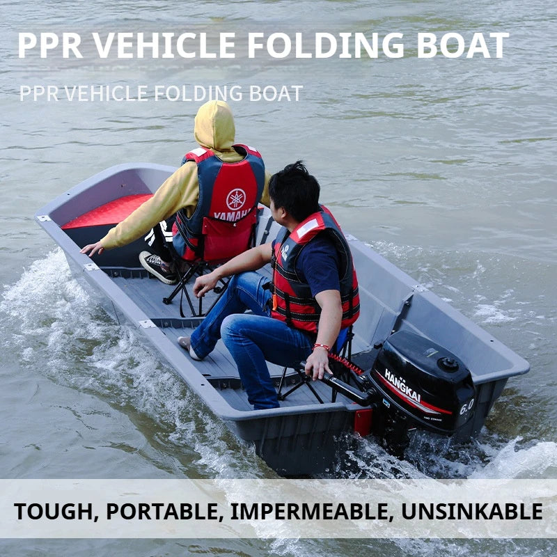 Modular PPR Folding Boat w/Silicone Seals & Air Bow Outboard-Ready Fishing Skiff w/Stainless Hardware Leak-Proof Assembly Craft
