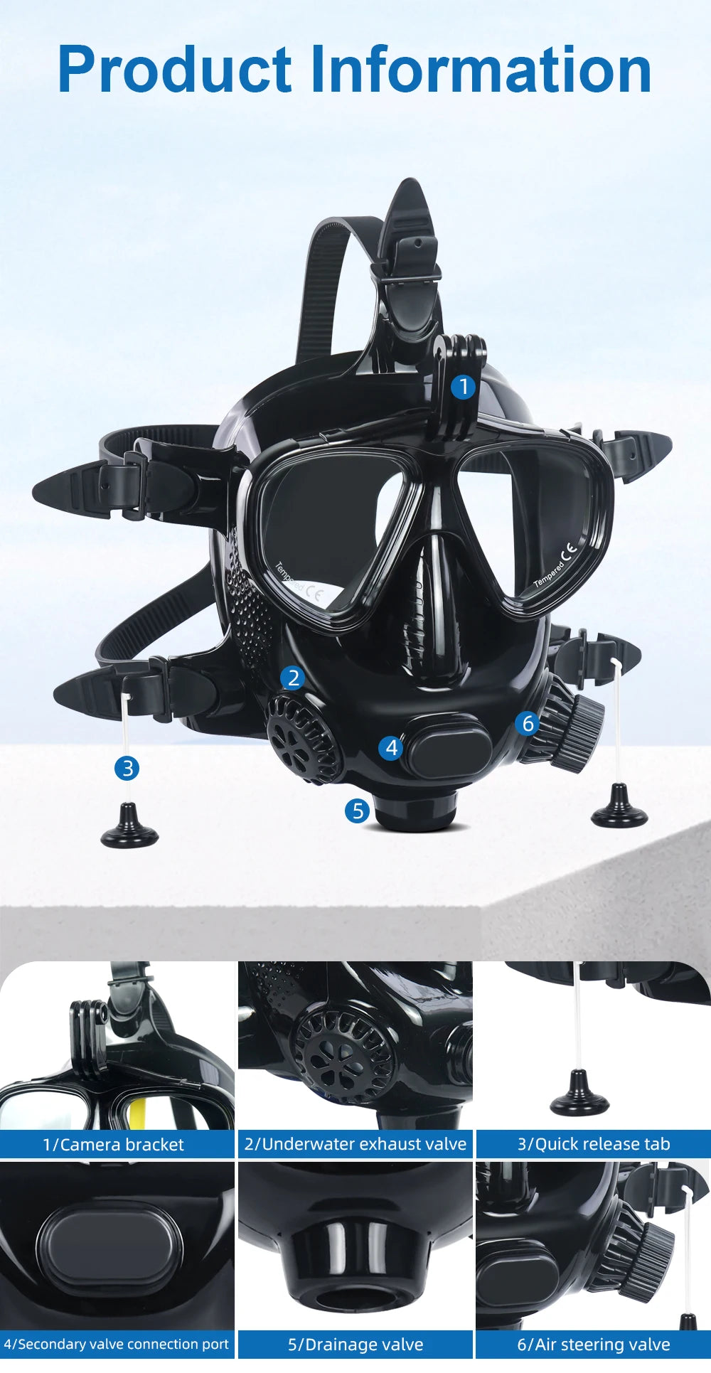 THAISTONE-Scuba Diving Air Tank, Underwater Breath Air Tank, Oxygen Tank, Snorkeling Equipment, 2.3L, 30-35 Minutes
