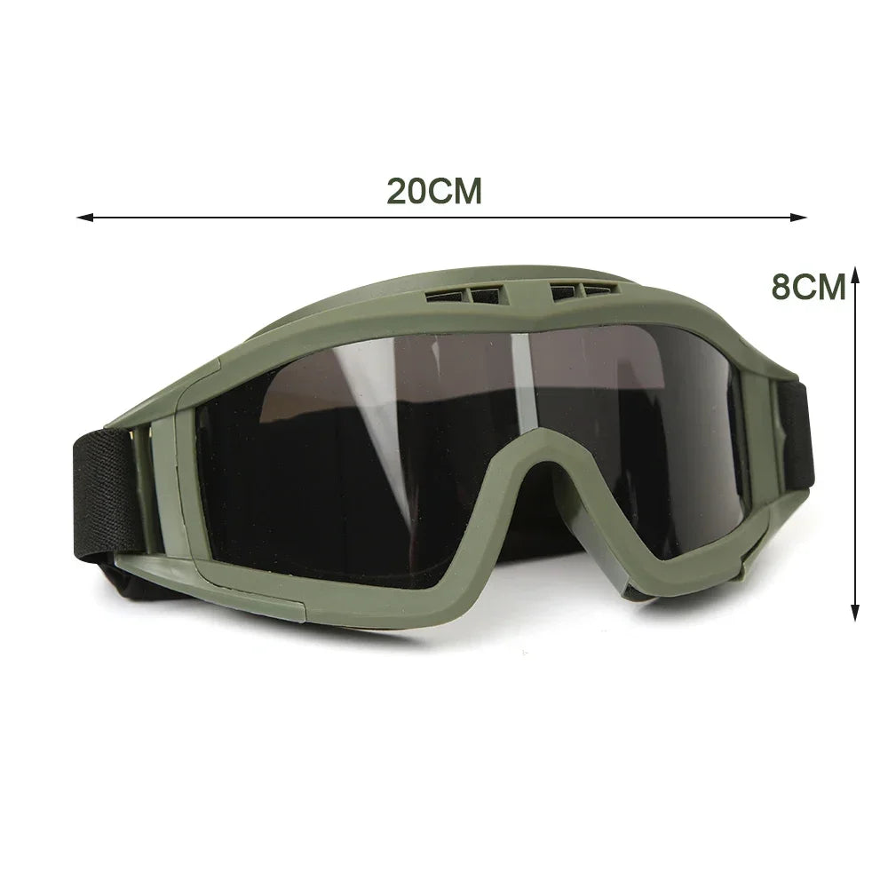 Goggles 3 lenses windproof dustproof shooting off-road motorbike mountain riding hiking glasses safety UV protection