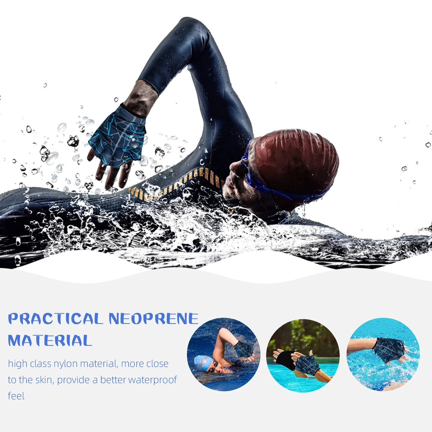 Half Paw Diving Sport Gloves Aquatic Swim Sports Props Swimming Pool Neoprene Mitts Training Men and Women Supplies