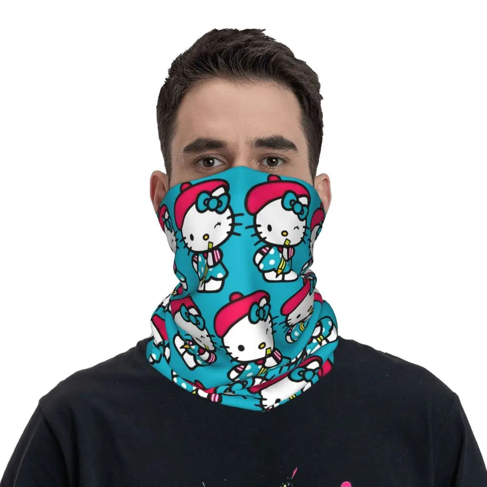 Outdoor Sports Balaclava Hello Kitty Cycling Mask Breathable Tactical Fashion Punk Hiking Camping Sun Protection Neck Gaiter