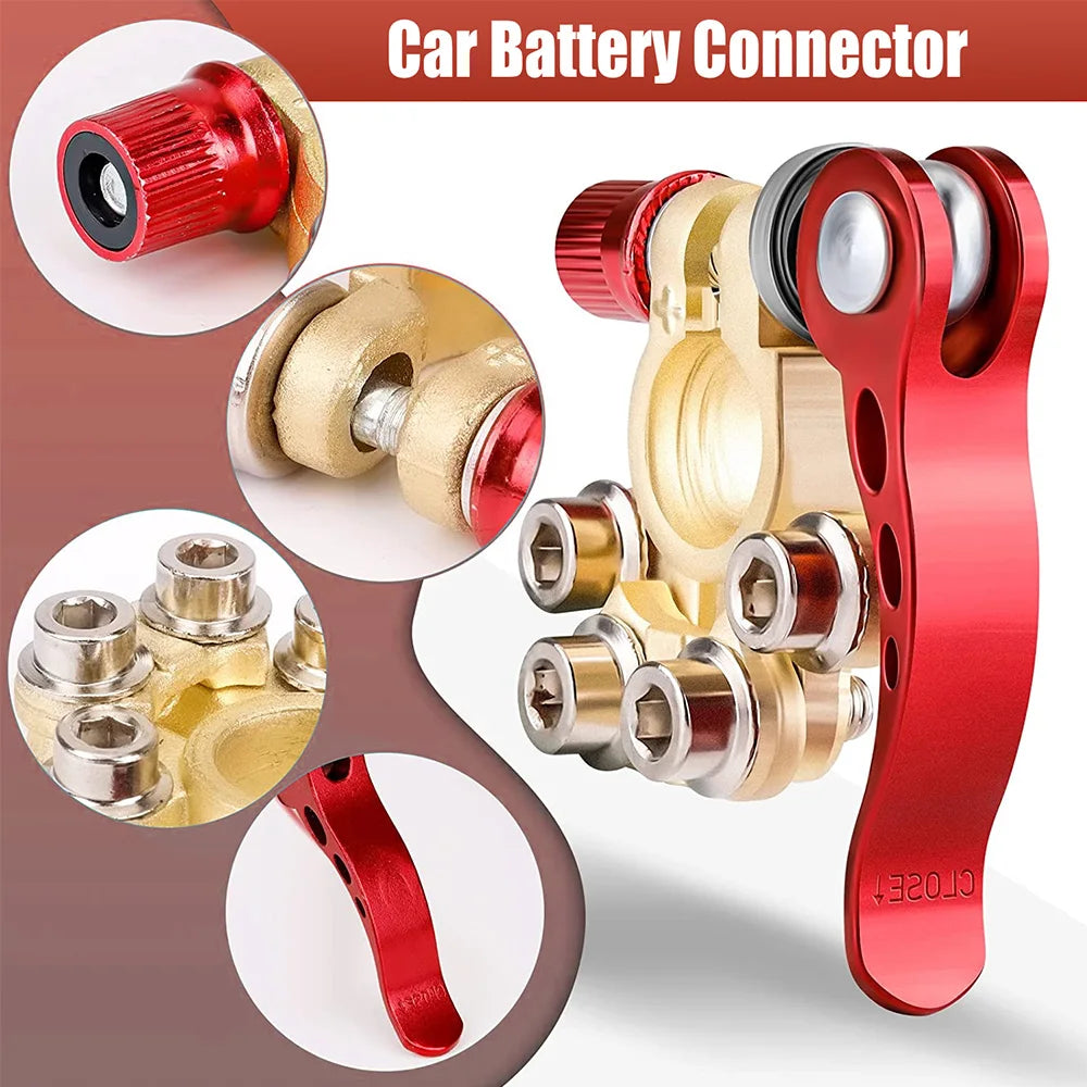 1 Pair Quick Release Terminal Connectors Copper Clip 12V/24V Car Battery Terminals Top Post Wire Cable Clamp Screw Auto Parts