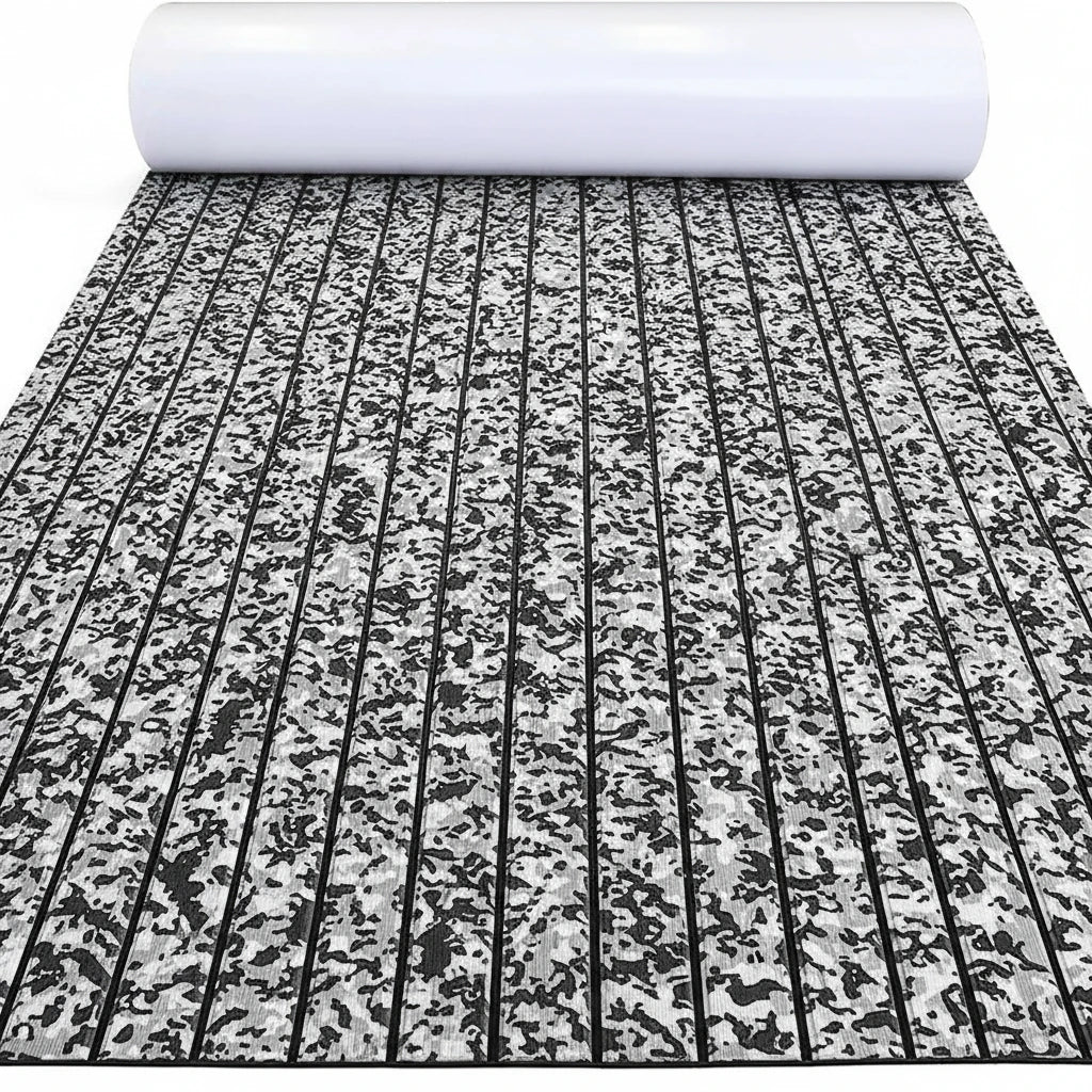 KXKZREN-2400x450mm EVA Foam Faux Teak Decking Sheet Marine Boat Flooring Sea Deck Yacht Mat Self-adhesive Kayak RV Non-slip Pad