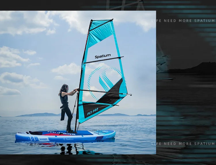 Inflatable Windsurf SUP Board Sail Kit 2 in 1 Crossover Paddle Board With Compact Rig Portable Windsurfing Sailboat Multi Sport