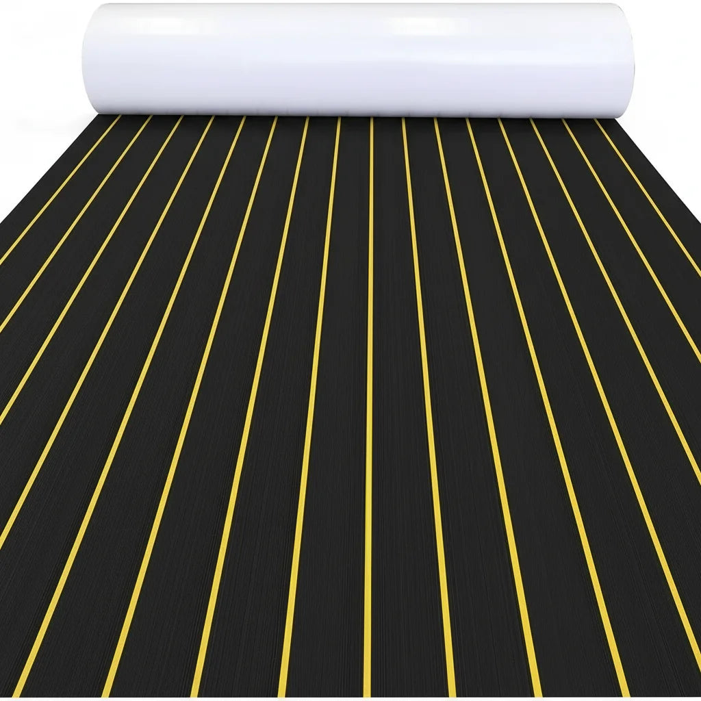 KXKZREN-2400x450mm EVA Foam Faux Teak Decking Sheet Marine Boat Flooring Sea Deck Yacht Mat Self-adhesive Kayak RV Non-slip Pad